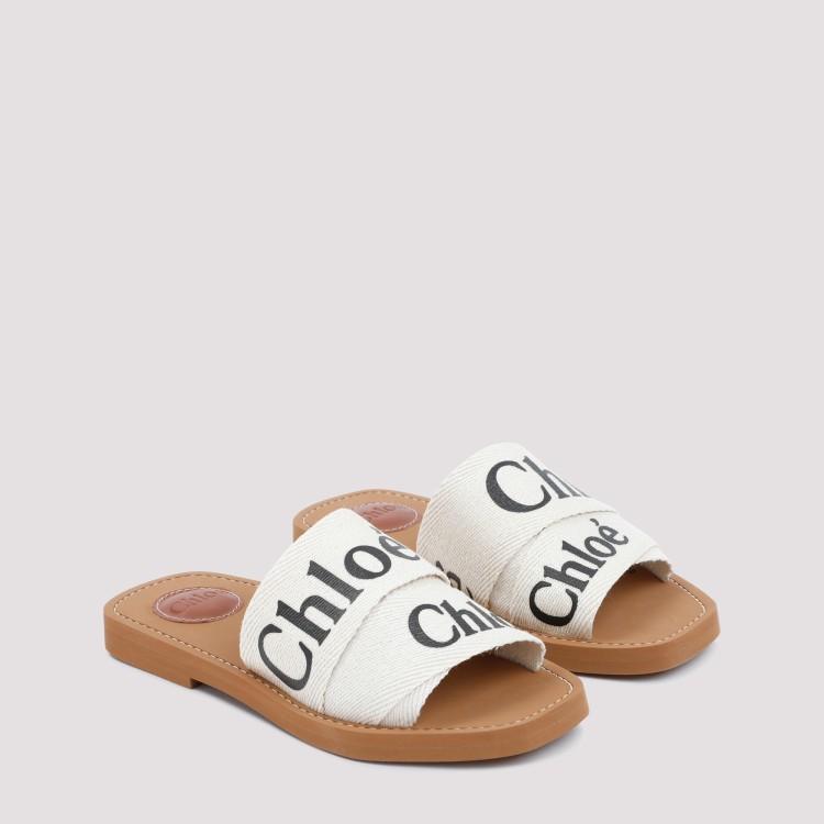 Woody Linen Flat Sandals In White Product Image