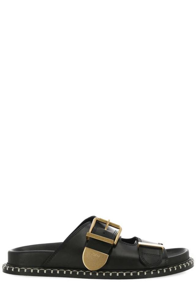 Logo Engraved Buckled Sandals In Black Product Image