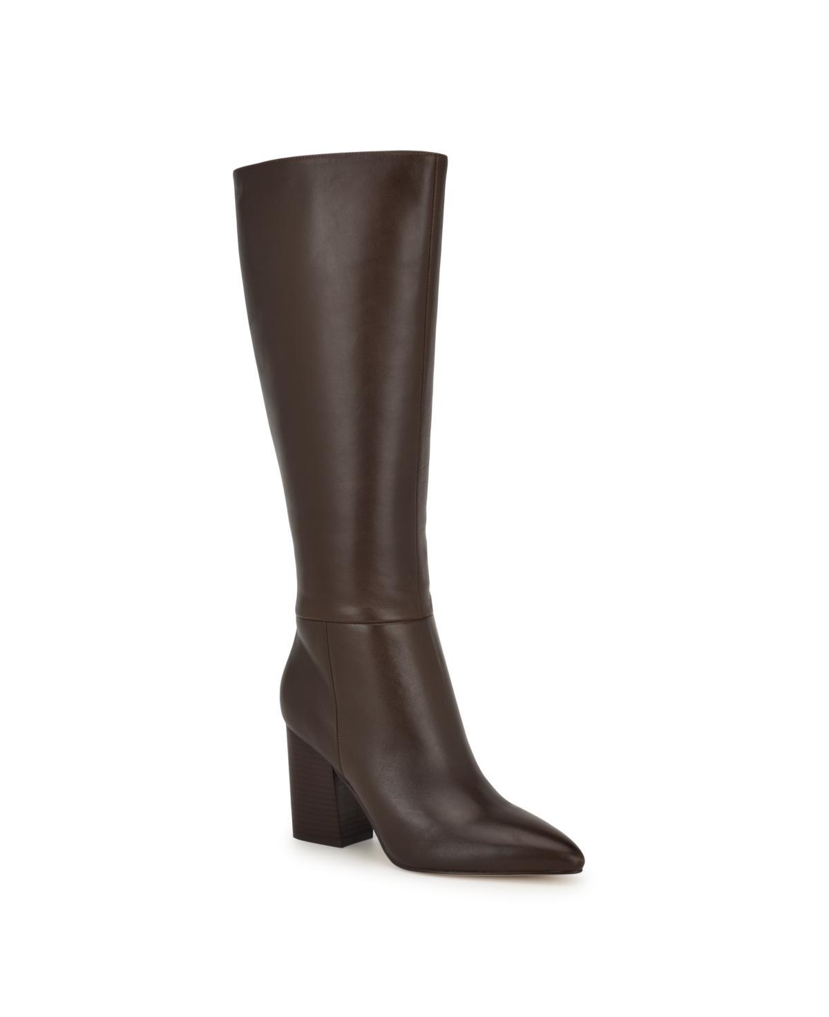 Nine West Womens Peachey Block Heel Pointy Toe Knee High Boots Product Image