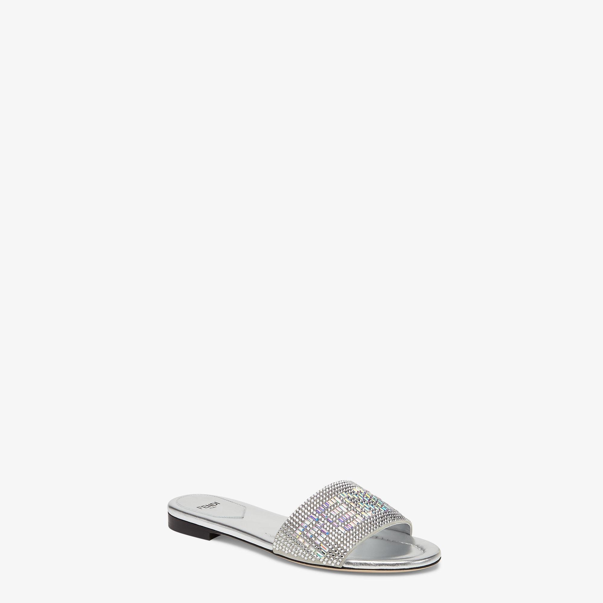 SignatureSilver-colored leather slides Product Image