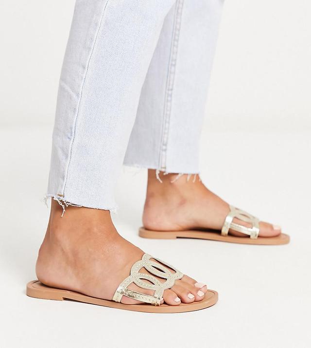 ASOS DESIGN Wide fit Frappe flat sandal Product Image