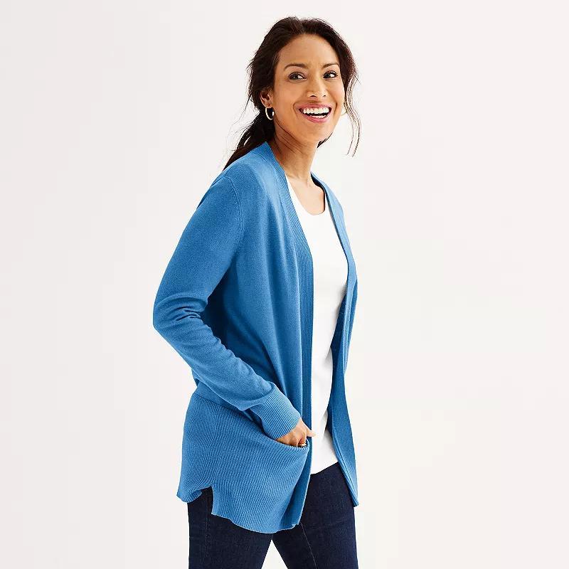 Womens Croft & Barrow Cardigan with Pockets Pink Product Image