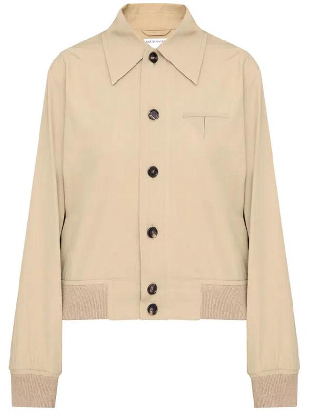 Beige Cotton Blend Drill Jacket Product Image