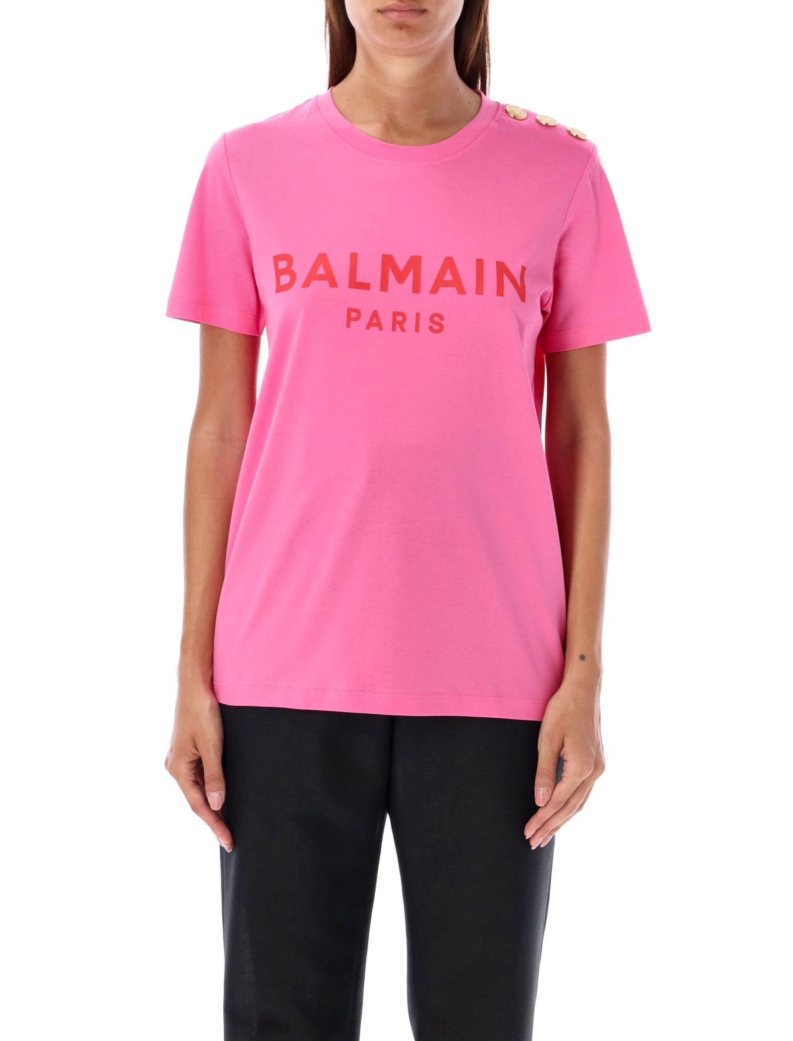 BALMAIN Logo Print T-shirt In Multicolour Product Image