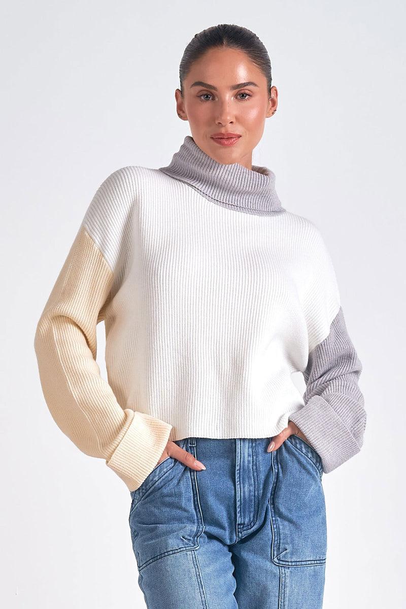 Colorblock Crop Sweater Product Image