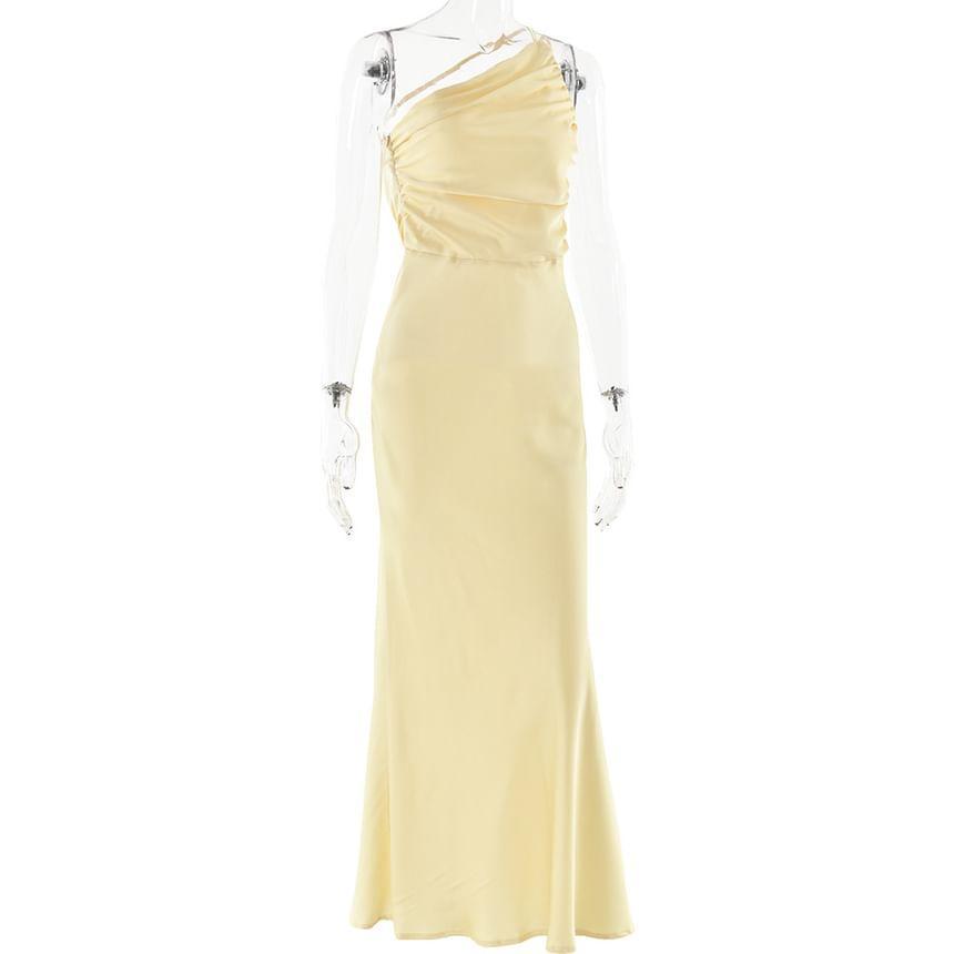 Spaghetti Strap V-Neck Plain Maxi Mermaid Dress Product Image