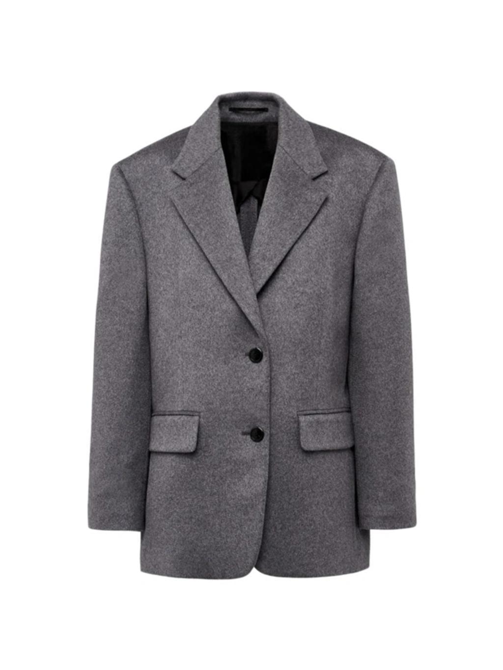 Single-breasted Cashmere Jacket In Grey Product Image