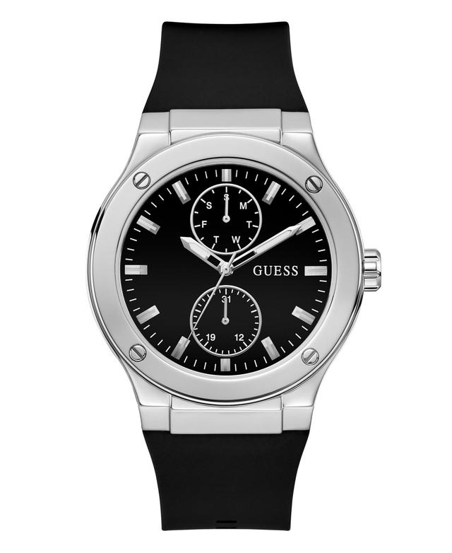 Guess Mens Multi-Function Black Silicone Watch 45mm - Black Product Image