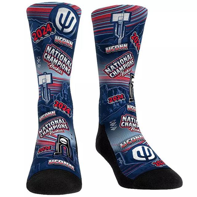 Unisex Rock Em Socks UConn Huskies 2024 NCAA Mens Basketball National Champions Canyon All-Over Crew Socks, Adult Unisex Blue Product Image