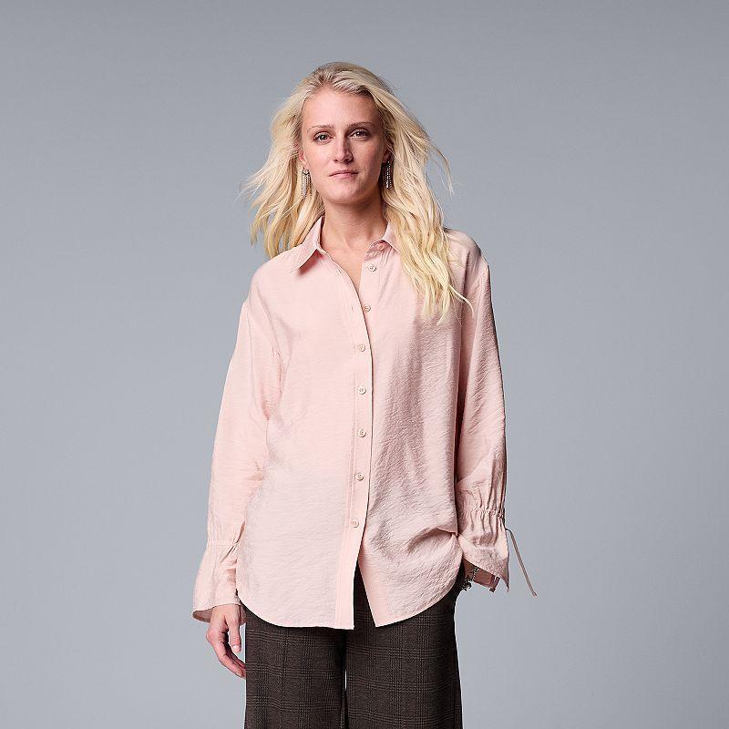 Petite Simply Vera Vera Wang Tie Cuff Shirt, Womens Product Image