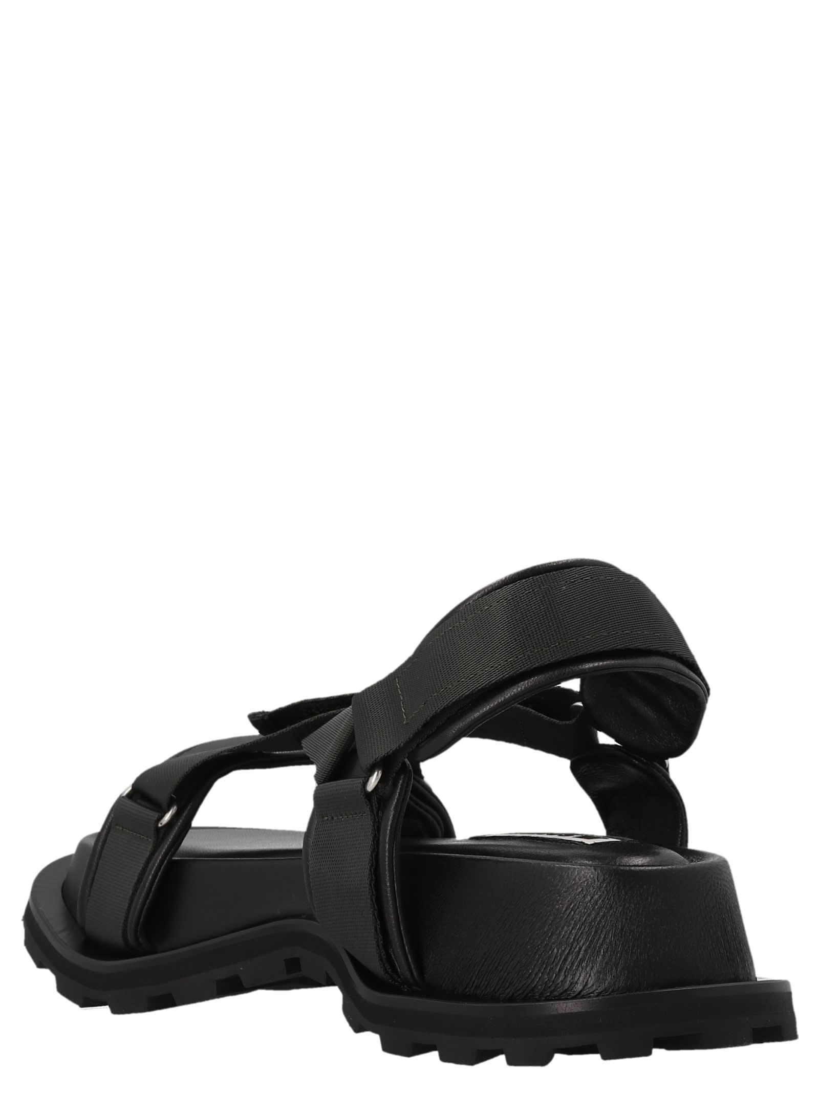 Black Leather Chunky Sole Sandals Product Image