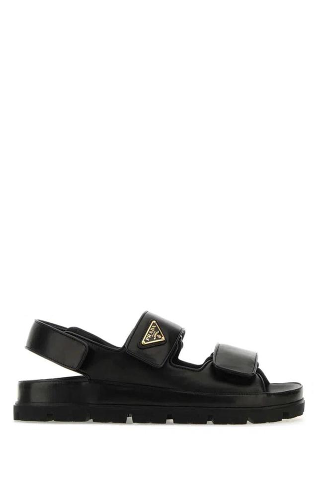 Flat Nappa Leather Sandals In Black Product Image