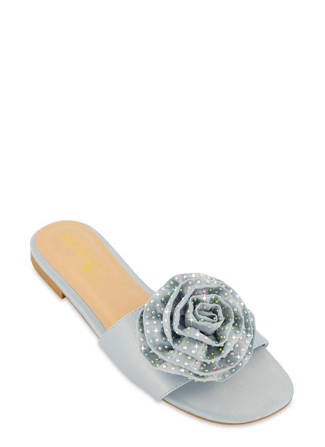 Womens Rhinestone Rose Slide Sandals Product Image