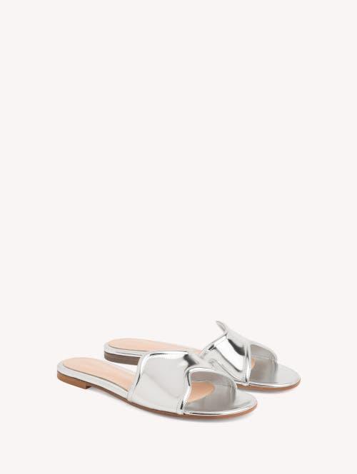 GIANVITO ROSSI Wavy Metallic Flat Slide Sandals In Silver Product Image