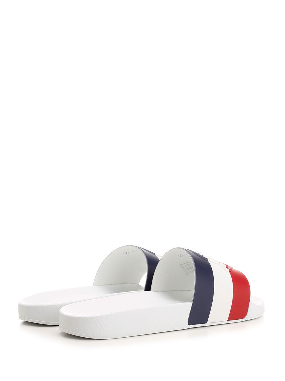 Men's Debossed Raffia Slides In White Product Image