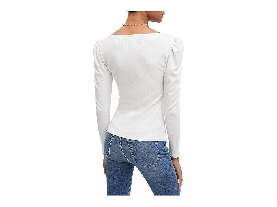 7 For All Mankind Long Sleeve Square Neck (Ivory) Women's Clothing Product Image