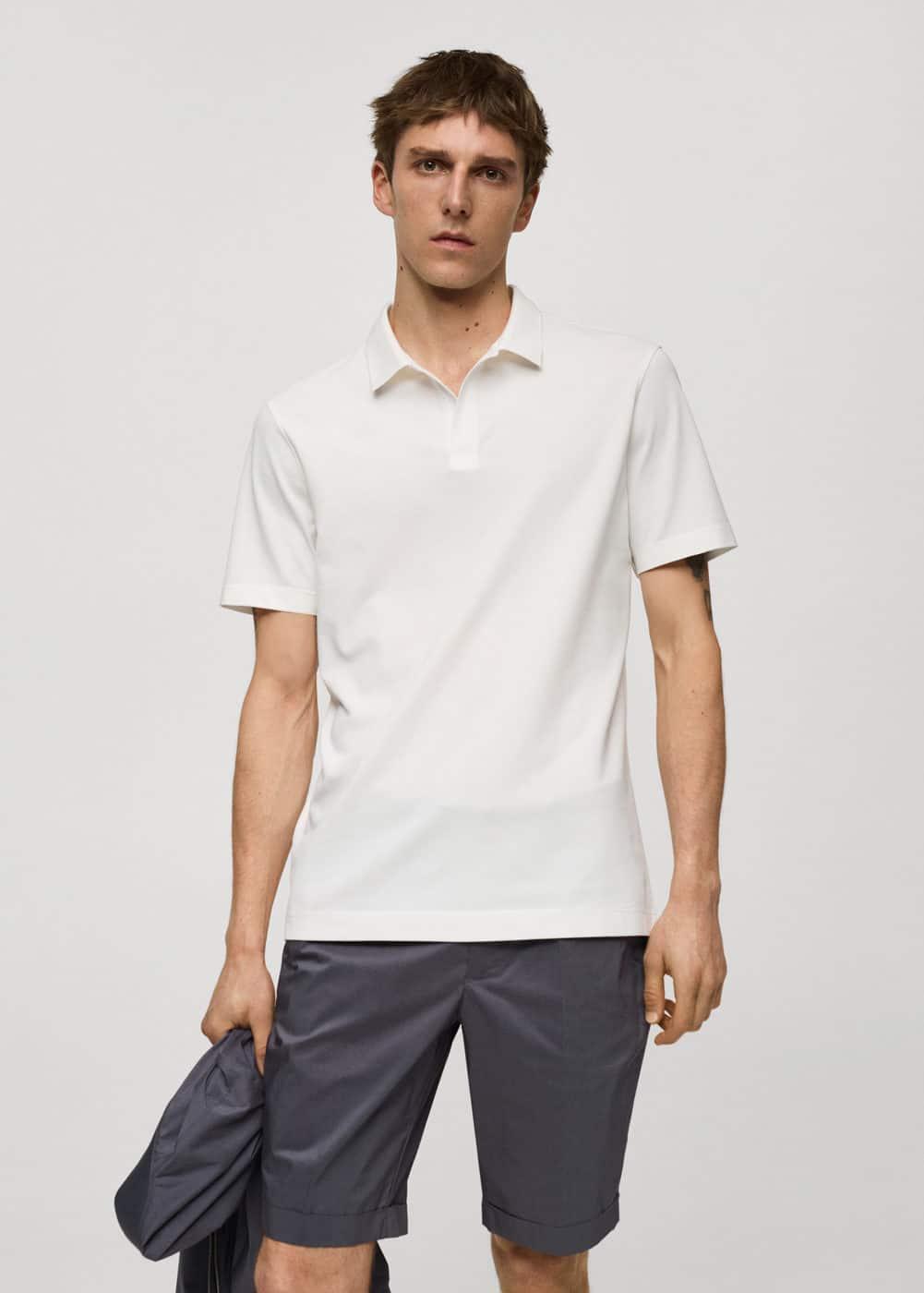 MANGO MAN - Slim-fit cotton-piquÃ© polo shirt ecruMen Product Image