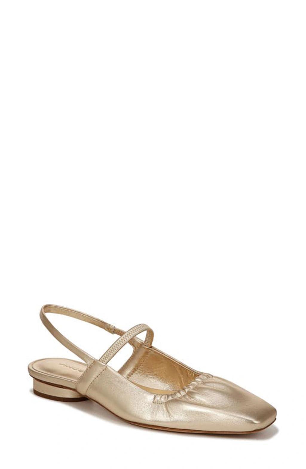 Venice Metallic Slingback Ballerina Flats In Champagne Gold Product Image