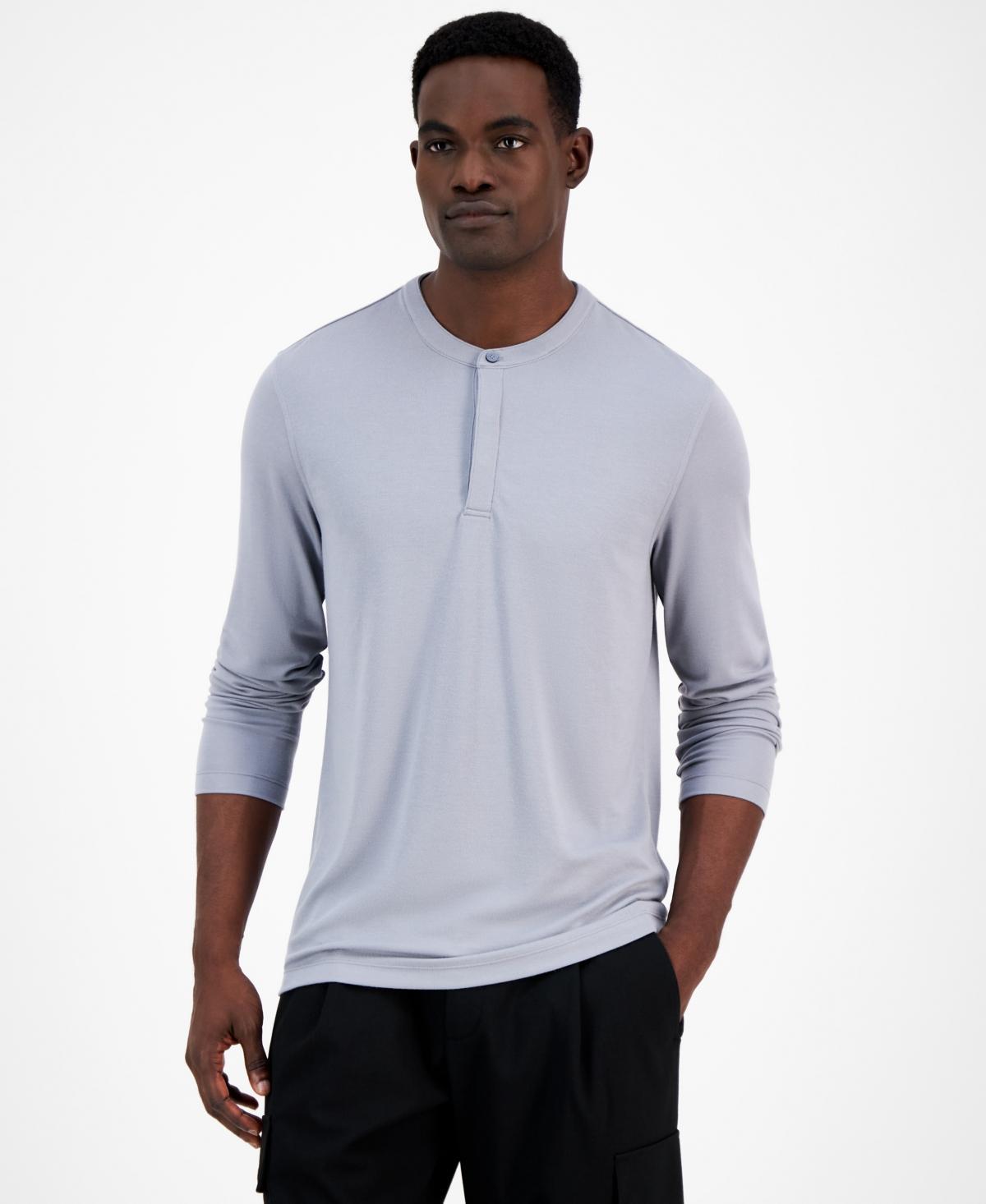 Alfani Mens Alfatech Solid Henley, Created for Macys Product Image