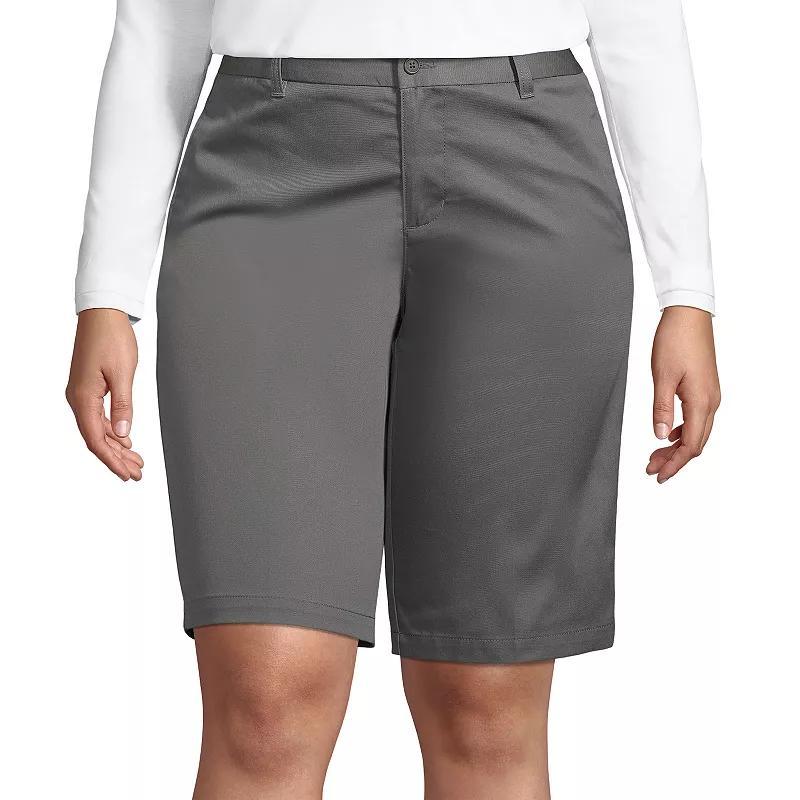 Lands End School Uniform Womens Plus Size Plain Front Blend Chino Shorts Product Image