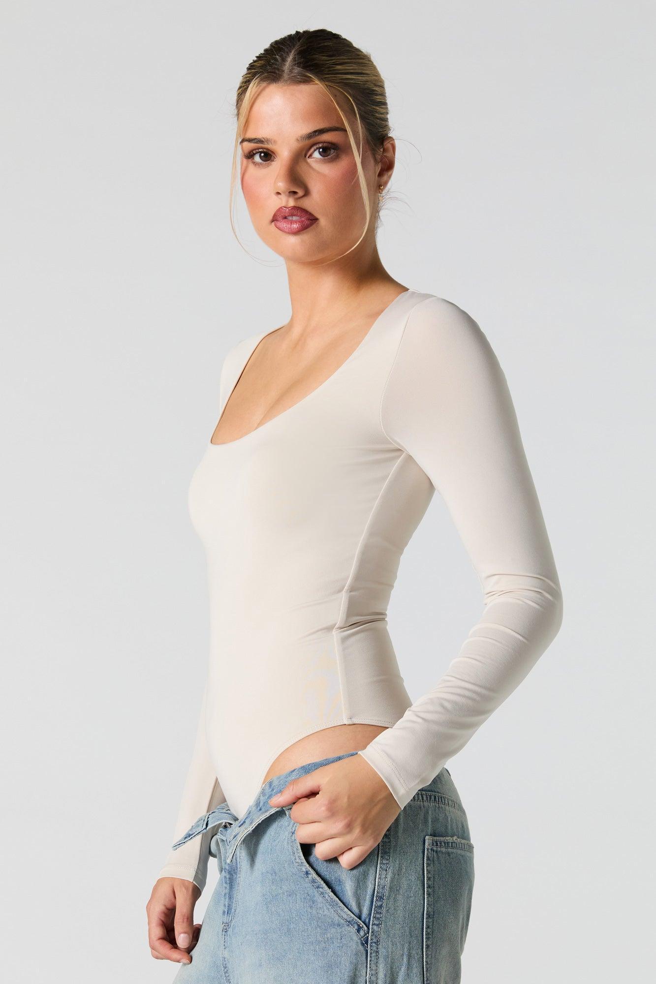 Scoop Neck Long Sleeve Bodysuit Female Product Image