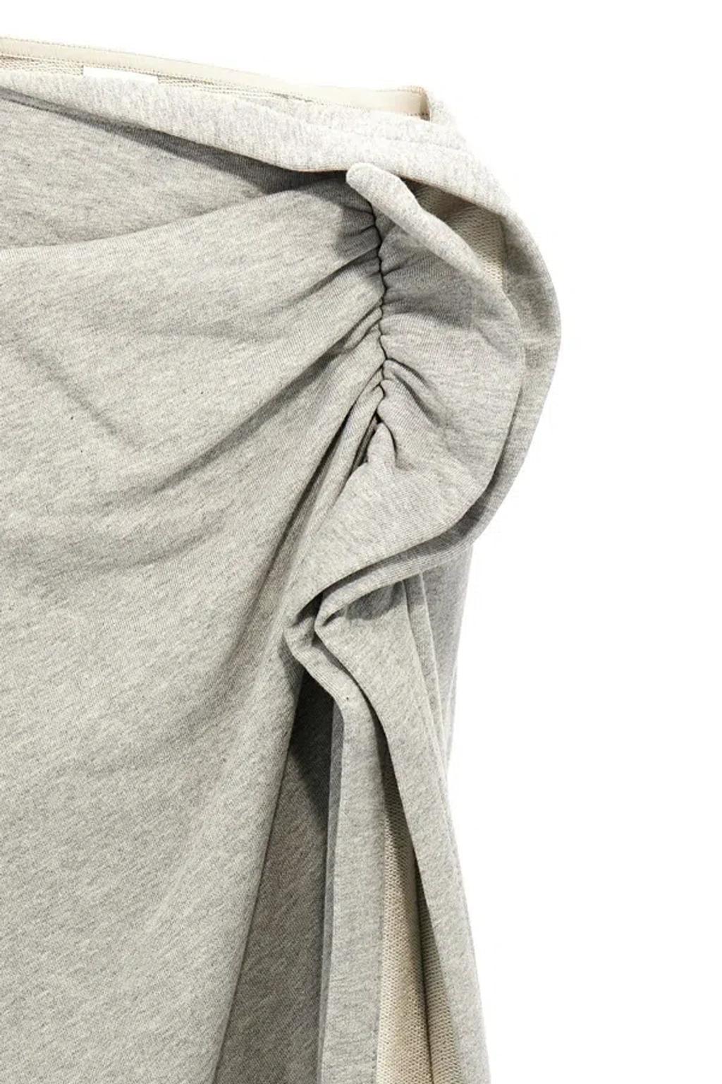 DRIES VAN NOTEN Draped Midi Skirt Ruched Detail In Gray Product Image