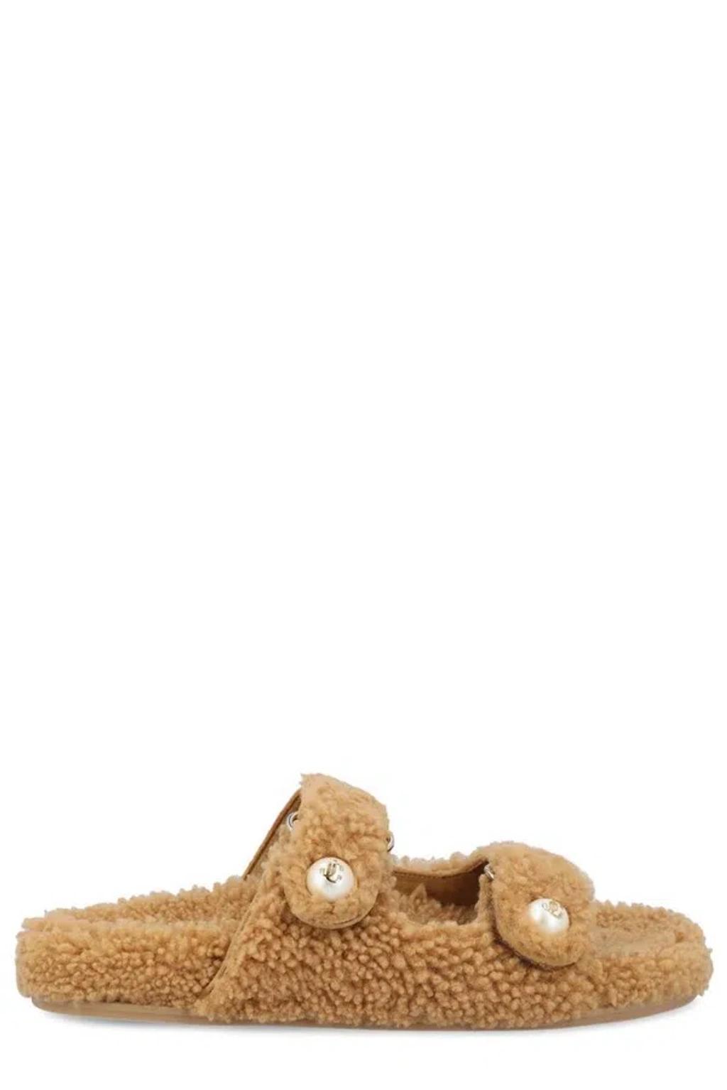 Shearling Strap Sandals In Rattan product image