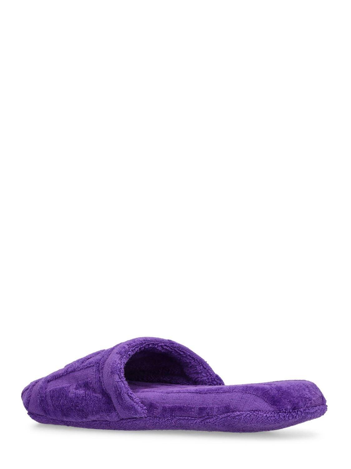 VERSACE Towelling-logo Slippers In Purple Product Image