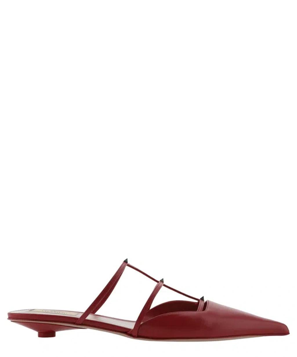 Rockstud Mules In Red Product Image