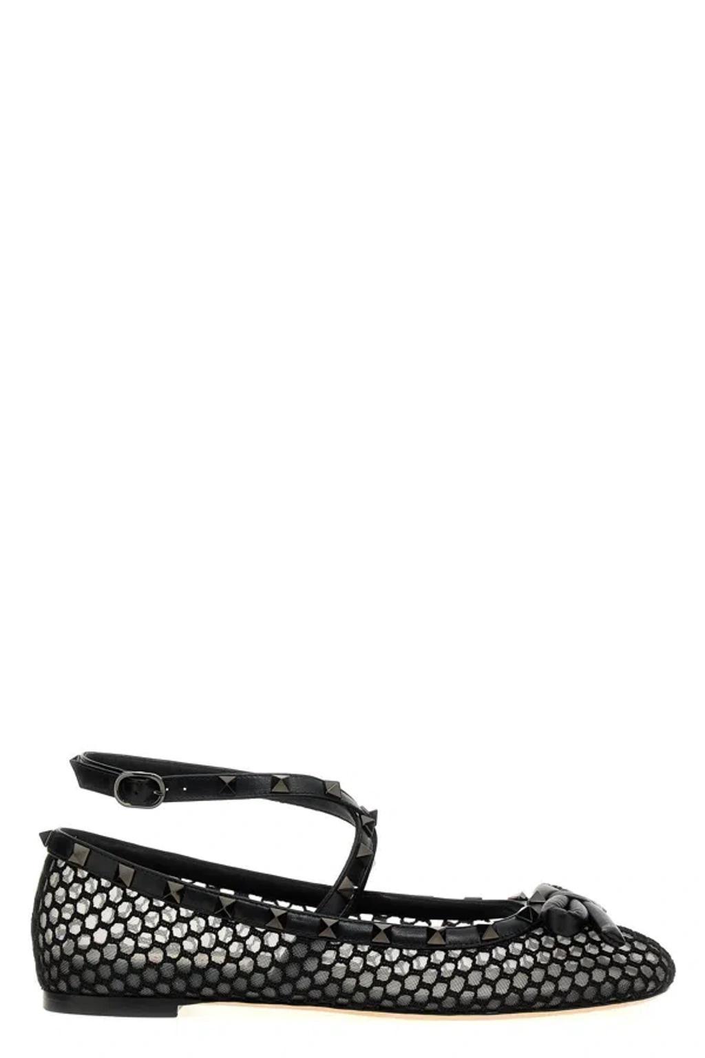 Black Rockstud Ballet Flats Product Image