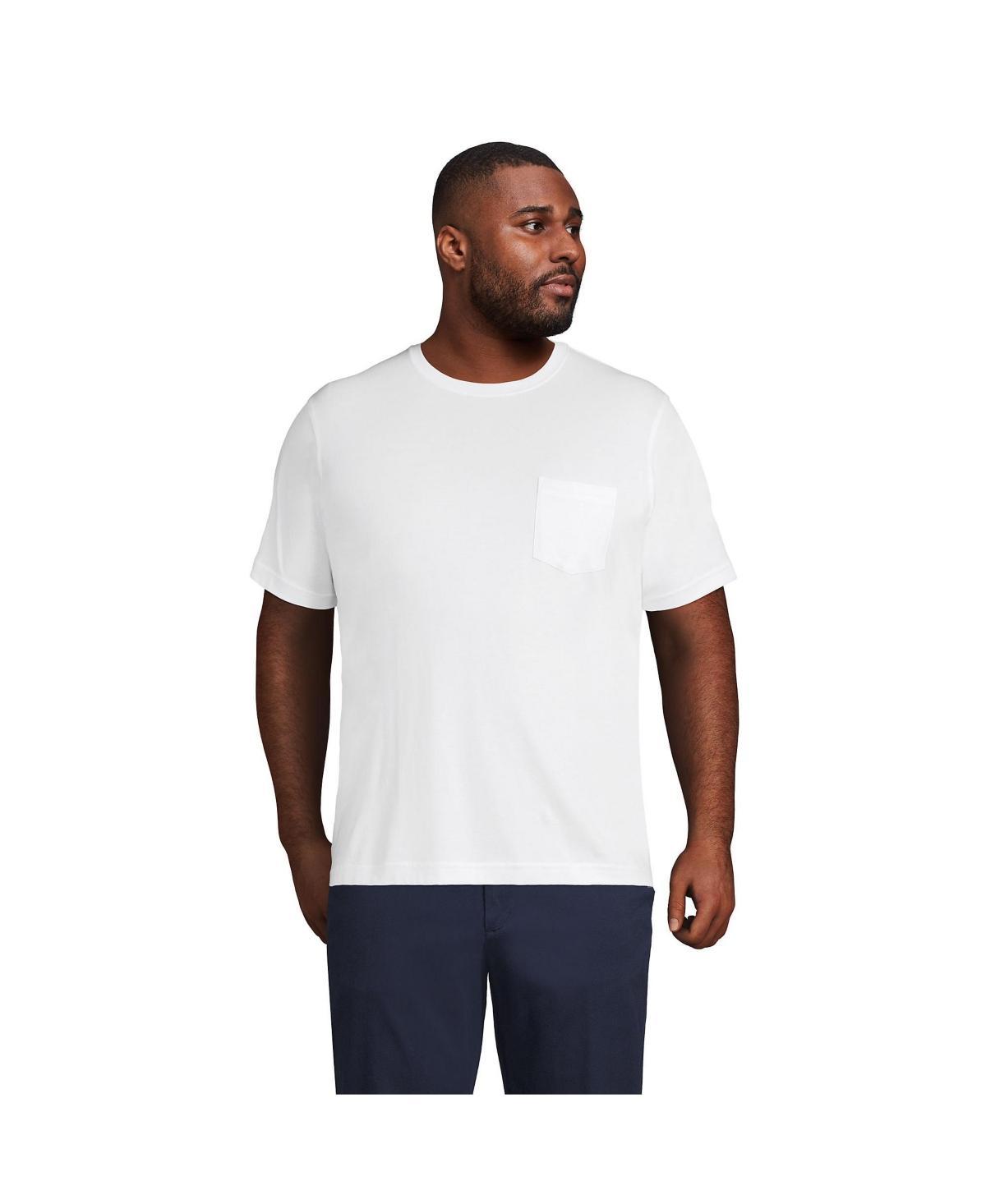 Big & Tall Lands End Supima Pocket Tee, Mens White Product Image