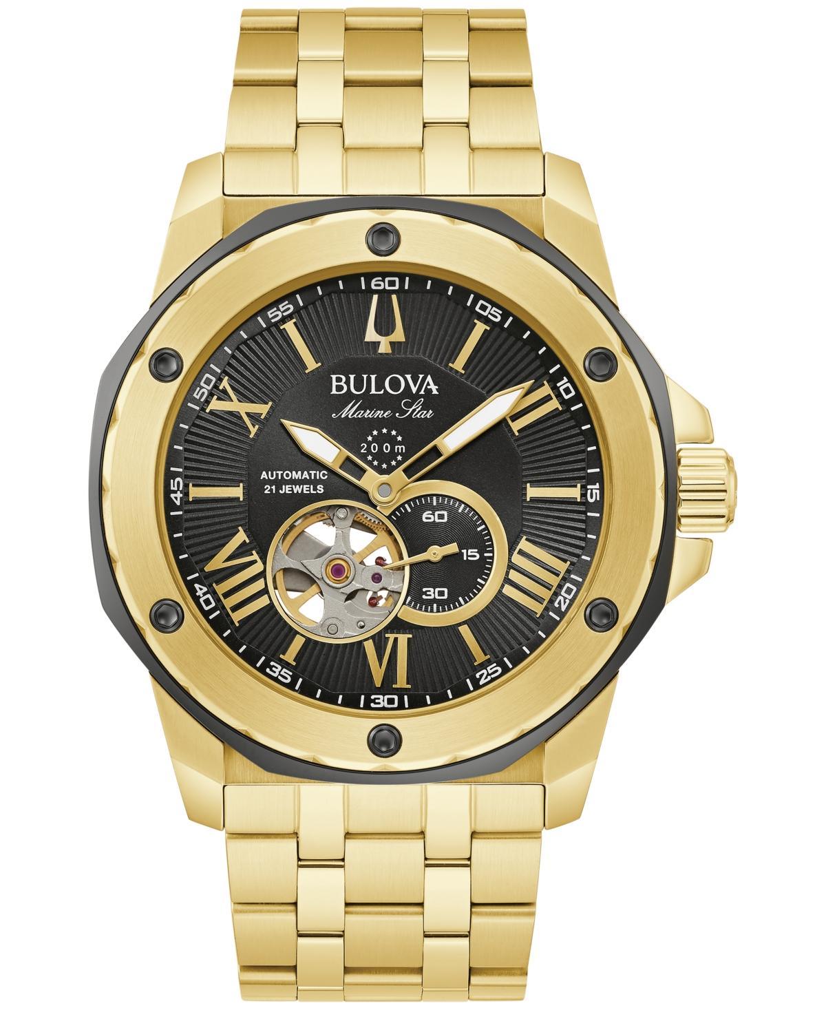 Bulova Mens Mechanical Automatic Marine Star Gold Tone Watch Product Image