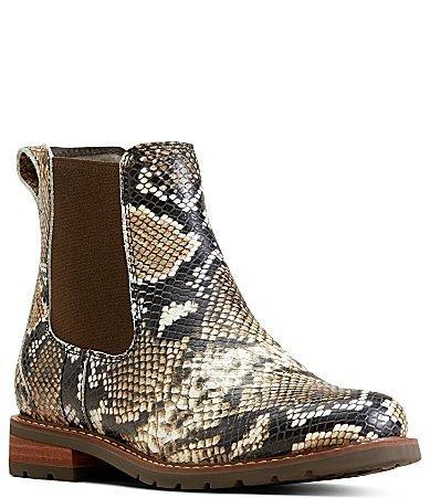 Ariat Wexford Snake Print Leather Chelsea Booties Product Image