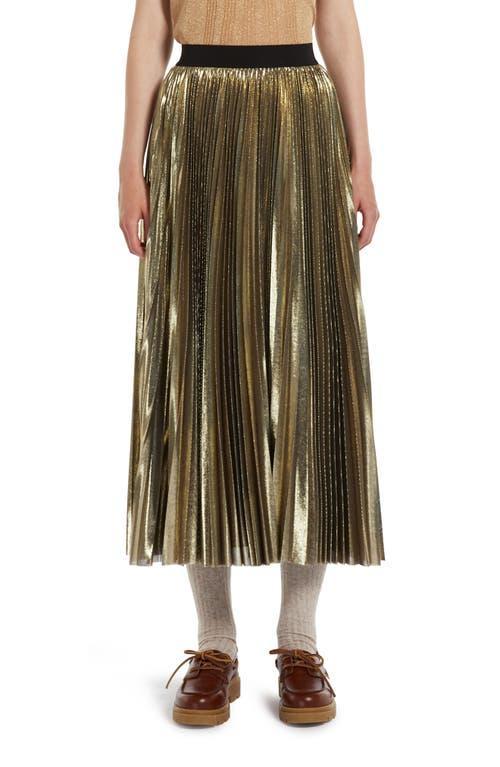 Nurra Pleated Metallic A-Line Midi Skirt Product Image