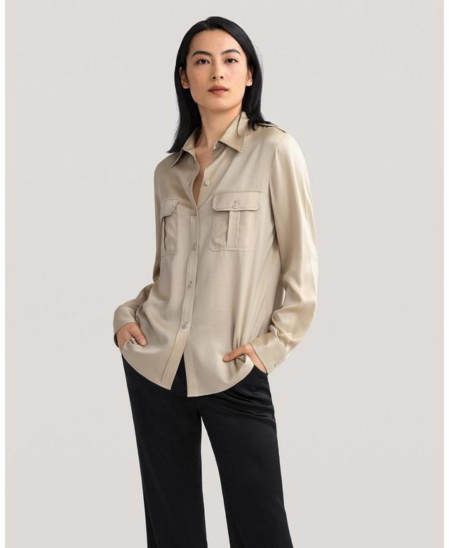 Lilysilk Womens Sandwashed Silk Shirt With Epaulettes Product Image