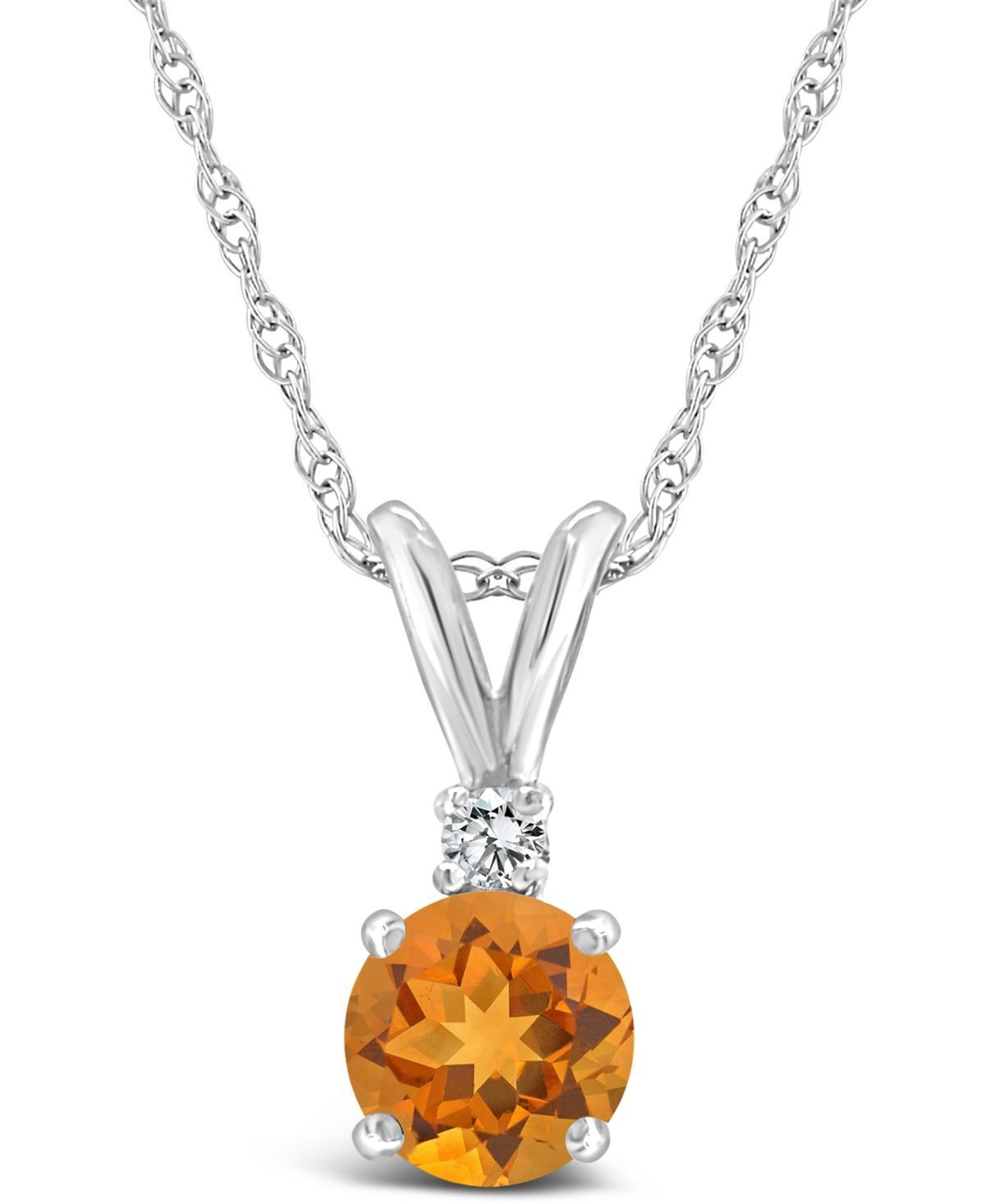 Celebration Gems 14k Gold Citrine & Diamond Accent Pendant Necklace, Womens 14k Whgold Product Image