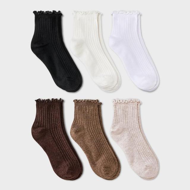 Womens Lettuce Edge 6pk Ankle Socks - A New Day 4-10 Product Image