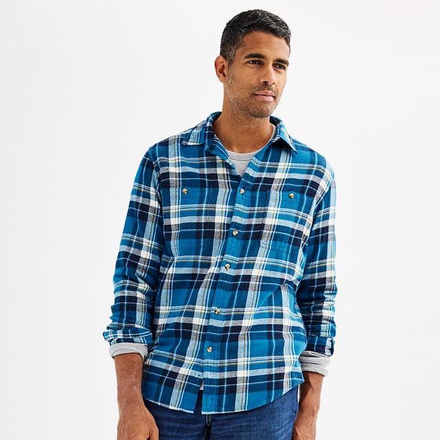 Mens Sonoma Goods For Life Flannel Button-Down Shirt Blue Product Image