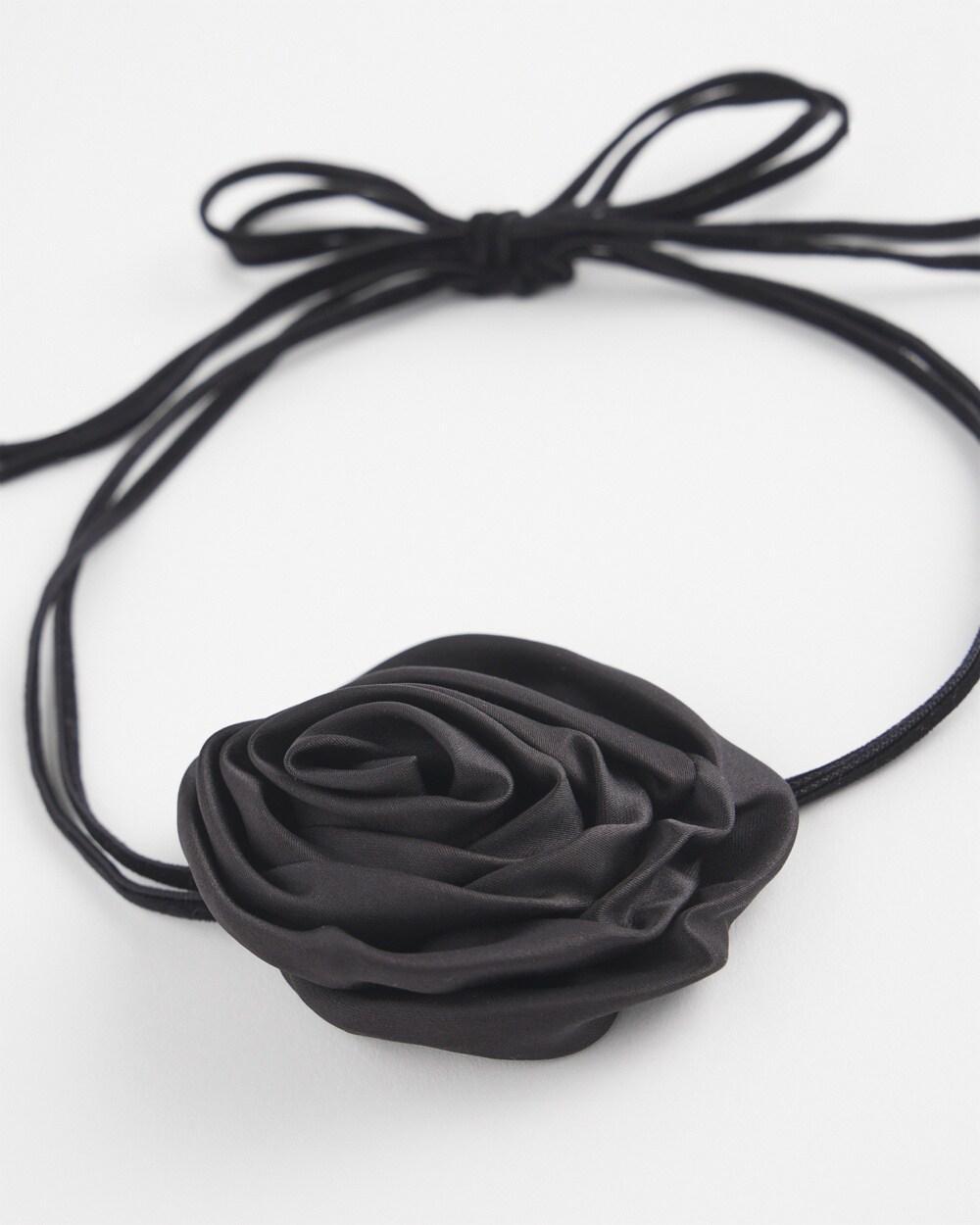 Black Flower Tie Choker Necklace Product Image