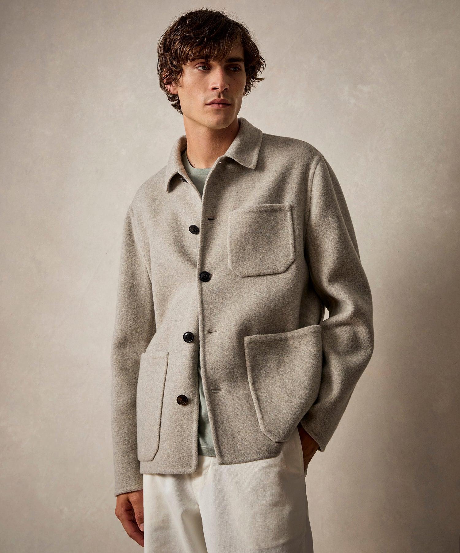 Italian Cashmere Chore Coat in Dove Grey Product Image