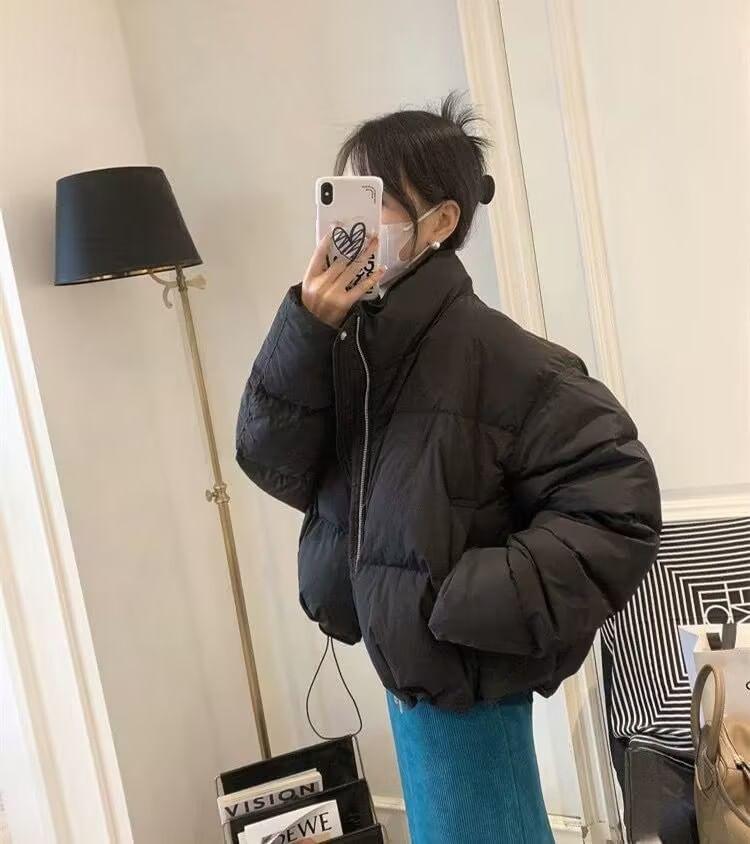 Plain Zip-Up Puffer Jacket Product Image