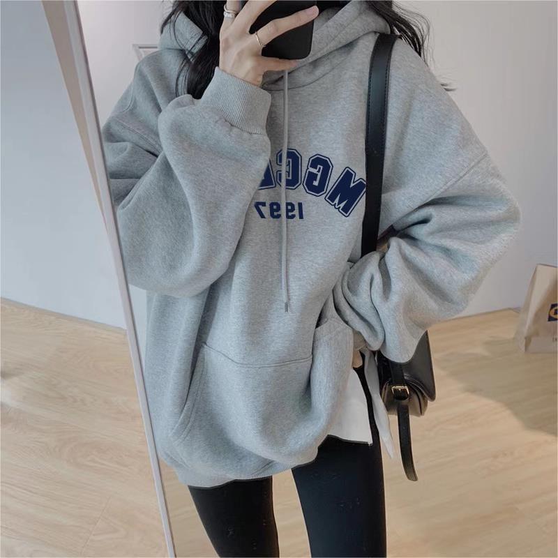 Lettering Loose Fit Hoodie Product Image