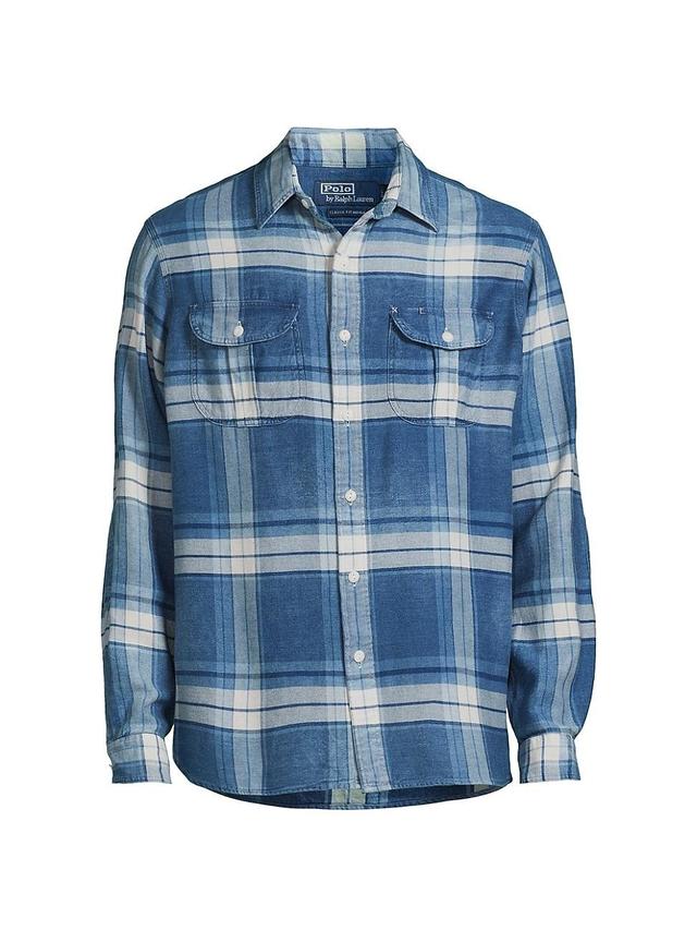 Mens Plaid Cotton Button-Front Shirt Product Image