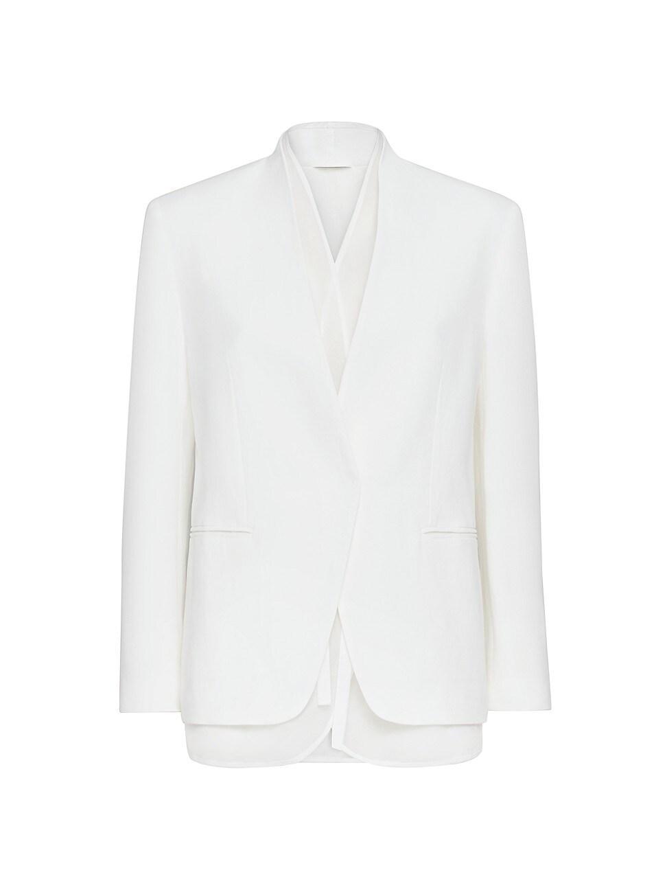 Linen-Blend Blazer Jacket with Crispy Organza Underlay Product Image