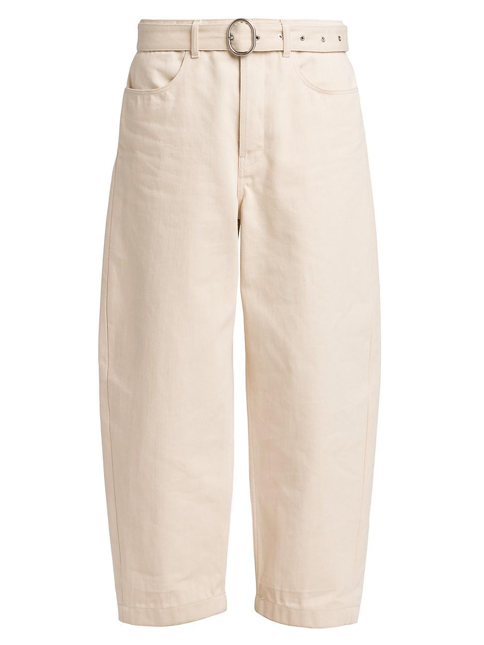 Mens Belted Cotton Trousers Product Image