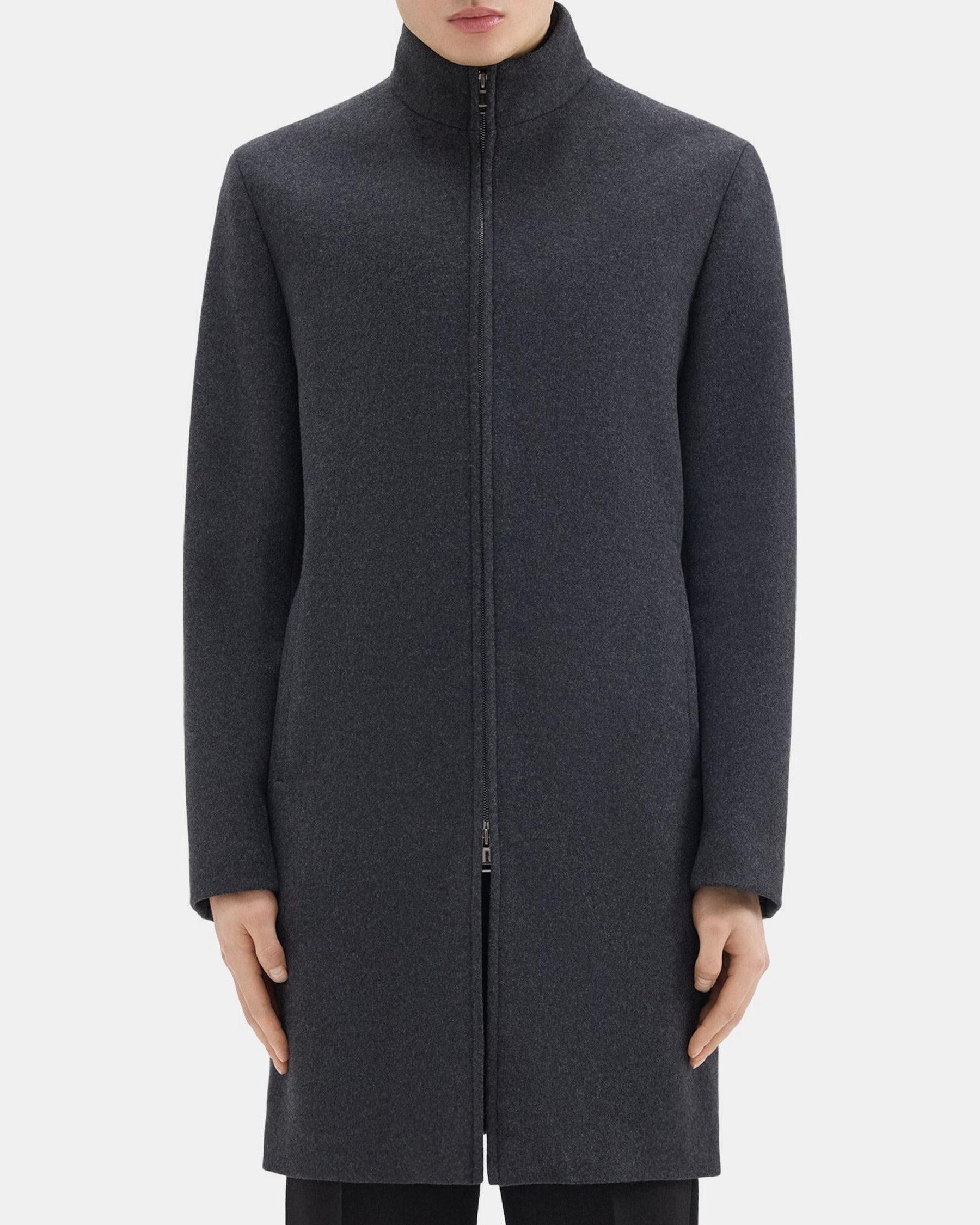 Stand Collar Coat in Recycled Wool-Blend Melton Product Image