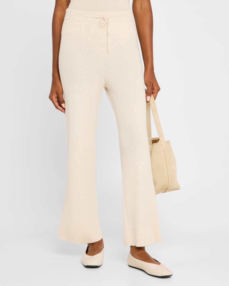 Heather Cropped Rib Knit Cashmere Trousers Product Image