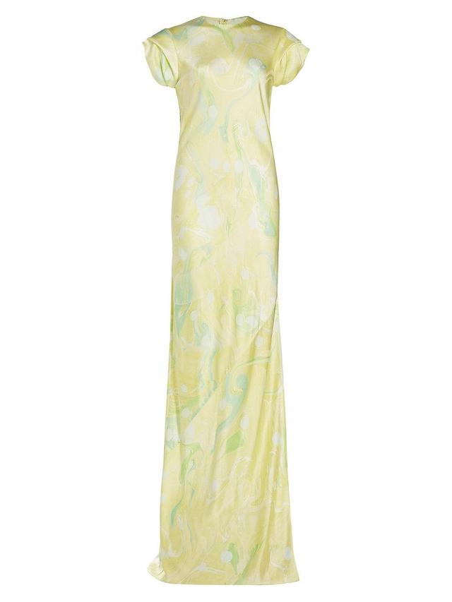 Womens Nausheen Abstract Silk Slip Gown Product Image