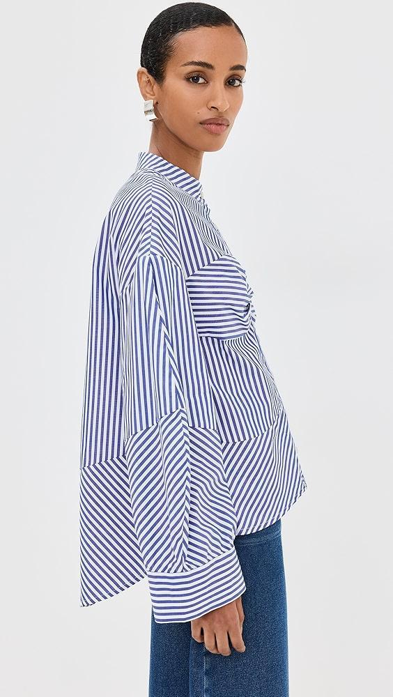 Kika Vargas Blue Stripes Cotton Rigoberta Top | Shopbop Product Image