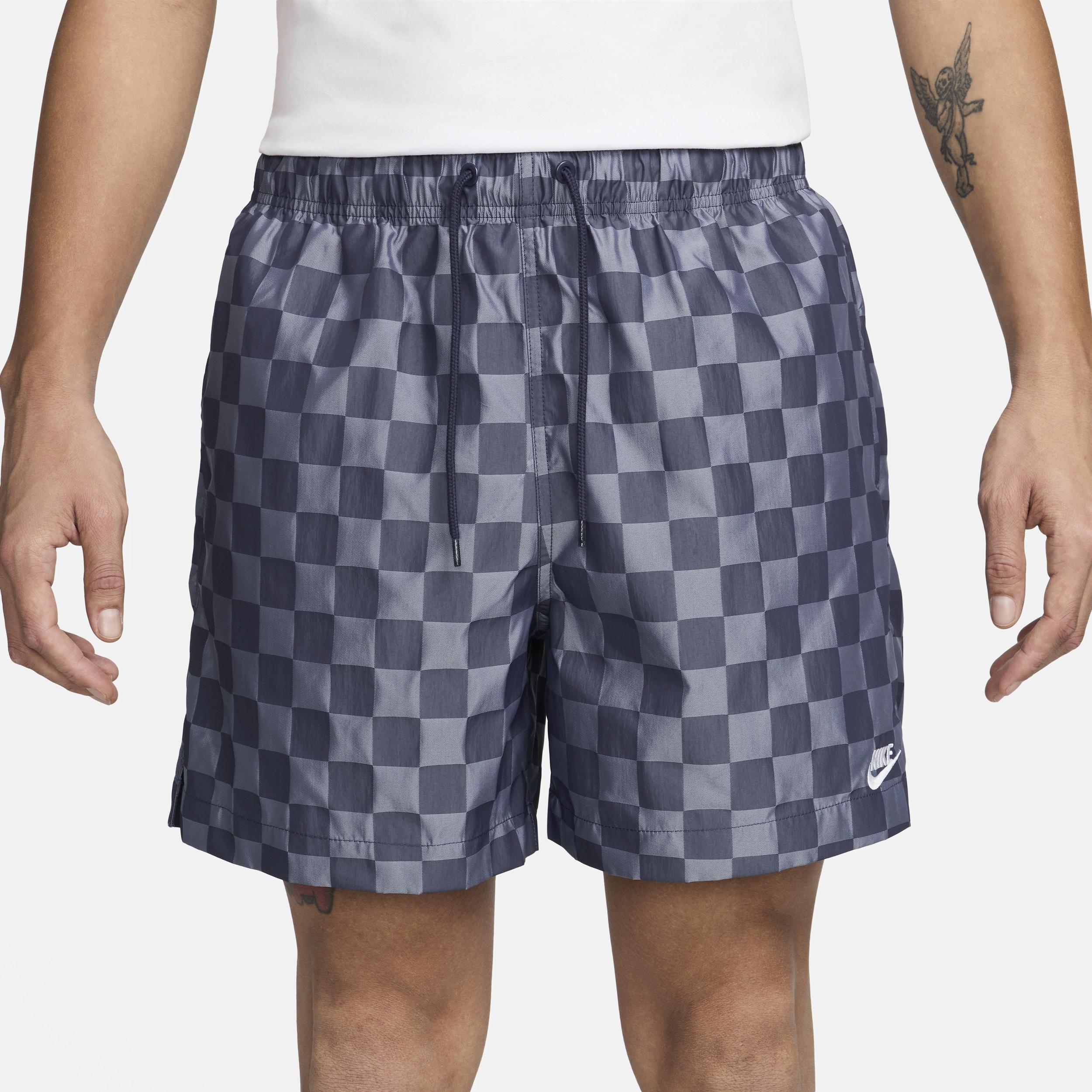 Mens Nike Club Checkered Flow Shorts Black Navy Product Image